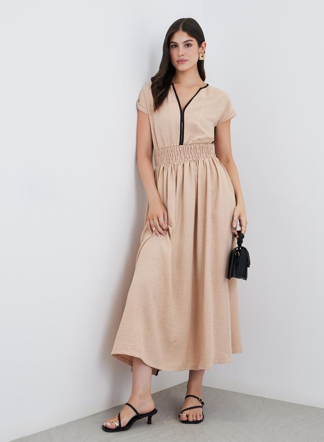 Styli Plain Short Sleeves Kaftan Maxi Dress - Image 1