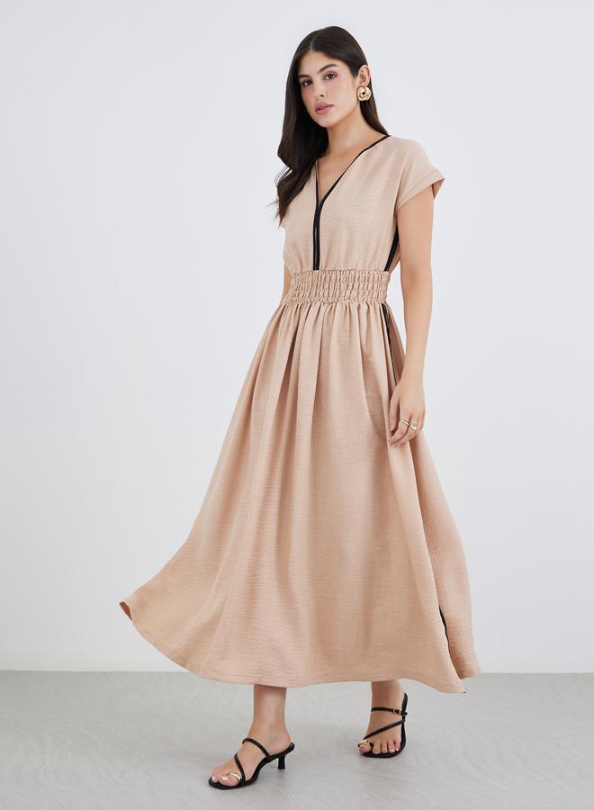 Styli Plain Short Sleeves Kaftan Maxi Dress - Image 2