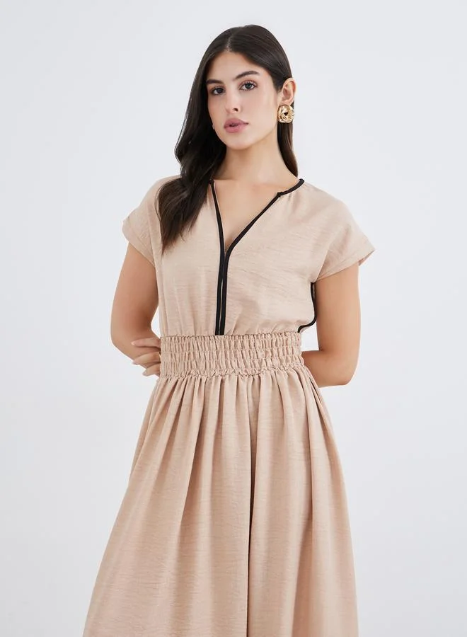 Styli Styli Plain Short Sleeves Kaftan Maxi Dress