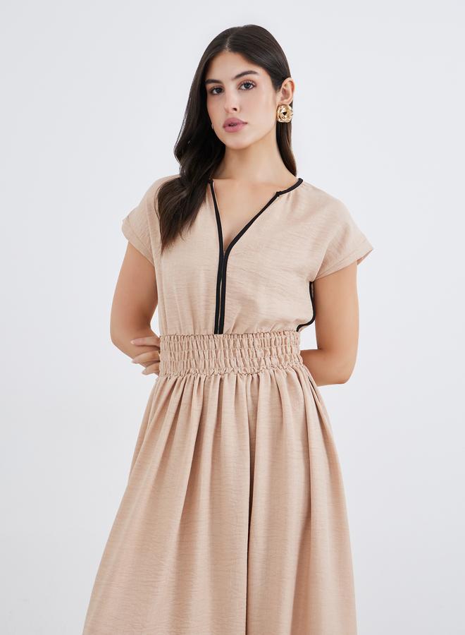 Styli Plain Short Sleeves Kaftan Maxi Dress - Image 3