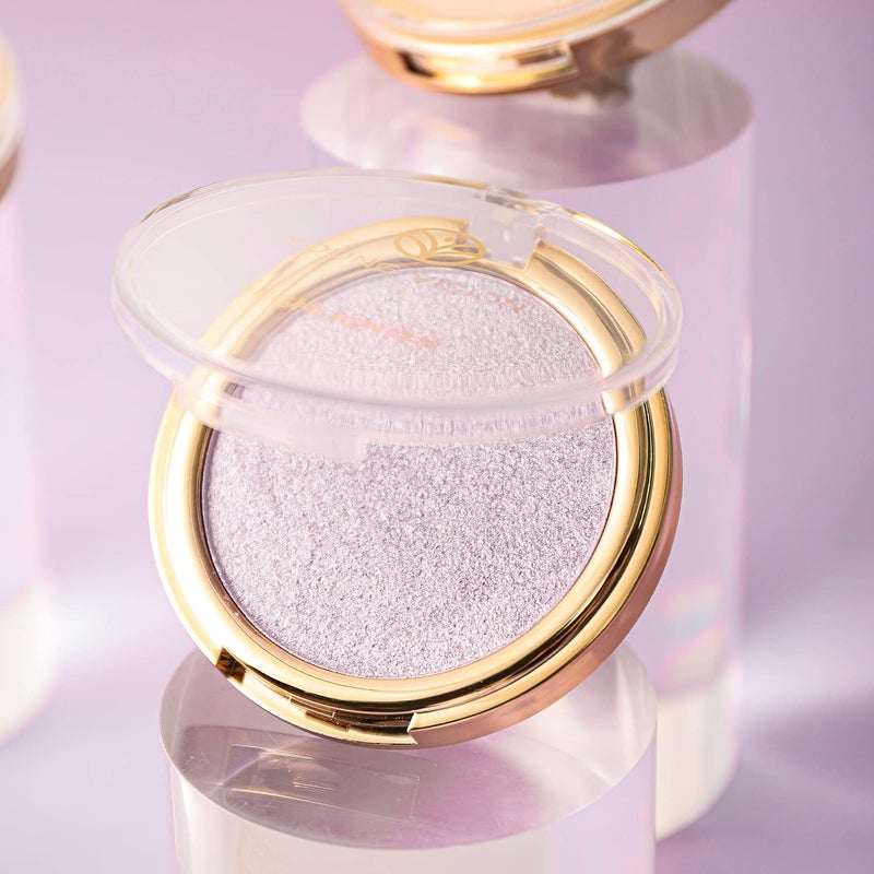 YOUNG VISION Pressed Powder Highlighter, Baked Natural Glow Contour Powder & Face Highlighter, Cruelty Free, Shimmer Highlighting Makeup for Face, Eye, Eyeshadow, Body, Skin, Xmas Gift (Purple) - Image 3