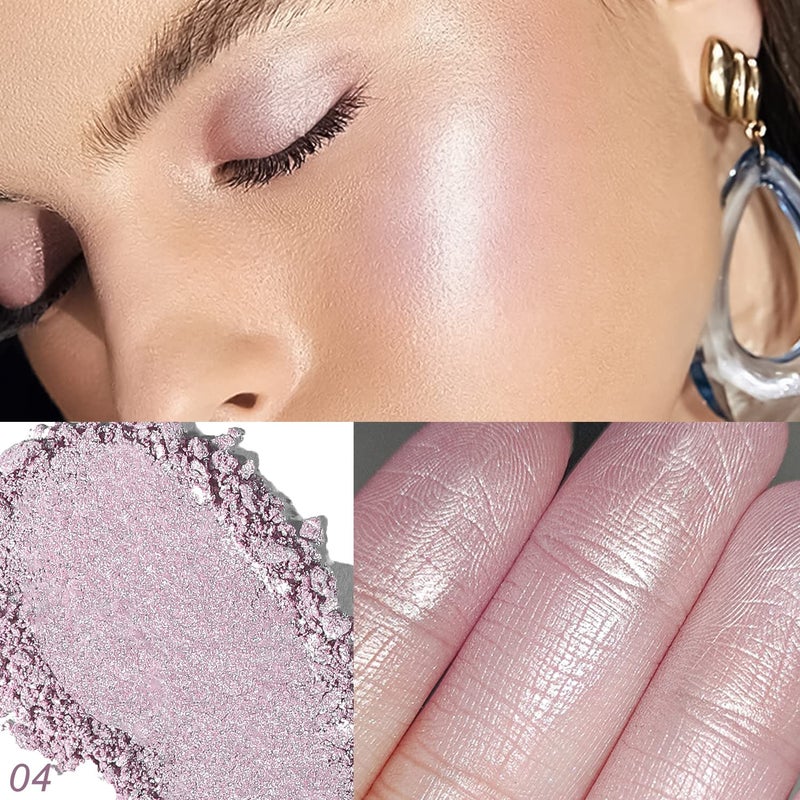 YOUNG VISION Pressed Powder Highlighter, Baked Natural Glow Contour Powder & Face Highlighter, Cruelty Free, Shimmer Highlighting Makeup for Face, Eye, Eyeshadow, Body, Skin, Xmas Gift (Purple) - Image 2