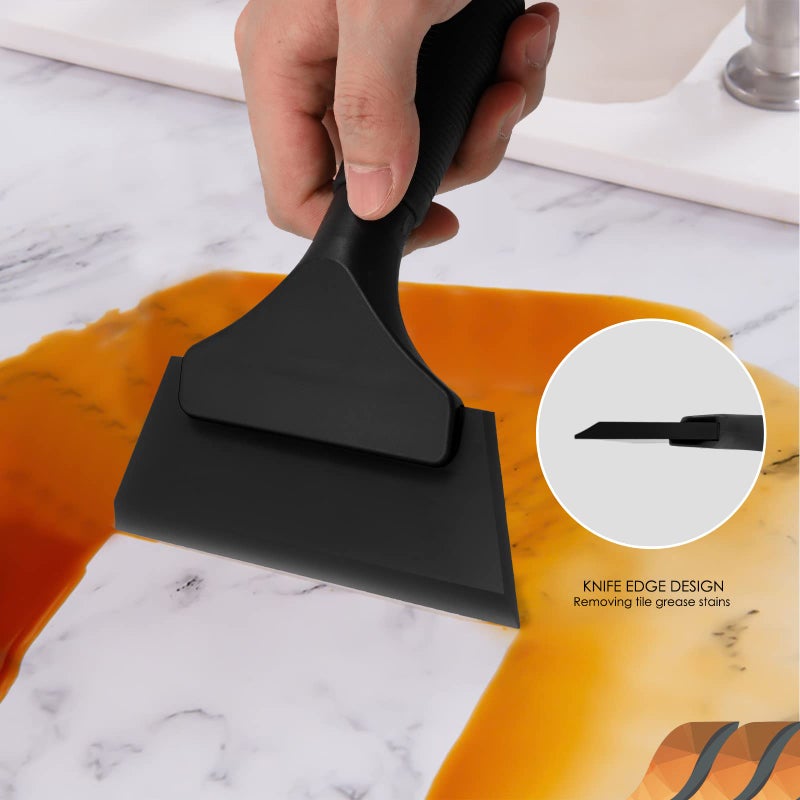 إيهدس ممسحة مطاطية صغيرة من Ehdis، مقاس 5 بوصات، مكشطة الزجاج الأمامي للسيارة، مرآة زجاجية، باب الحمام، تنظيف الحمام (أسود نقي) - Image 3