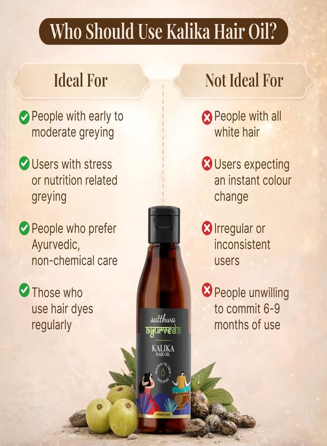 Satthwa Kalika Hair Oil 150ml | Ayurvedic Oil for Grey Hair | With Amla, Hibiscus & Bhringraj | Helps Reduce Greying, Strengthen Roots & Add Shine - Image 5