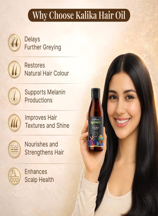Satthwa Kalika Hair Oil 150ml | Ayurvedic Oil for Grey Hair | With Amla, Hibiscus & Bhringraj | Helps Reduce Greying, Strengthen Roots & Add Shine - Image 2