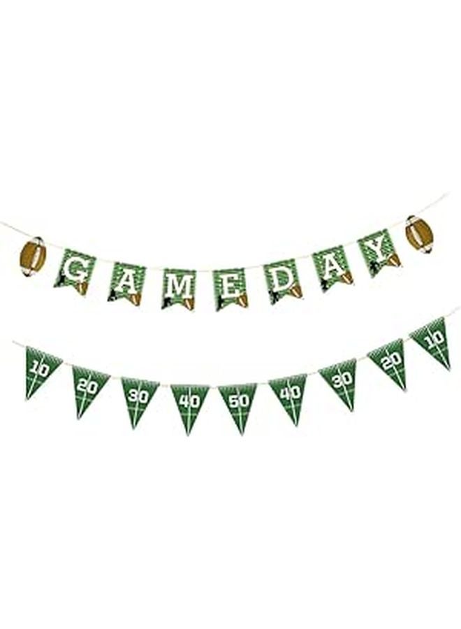 Football Garland and Wall Banner Set of 2 Party Decor String Flags for Rugby Birthday - Image 1