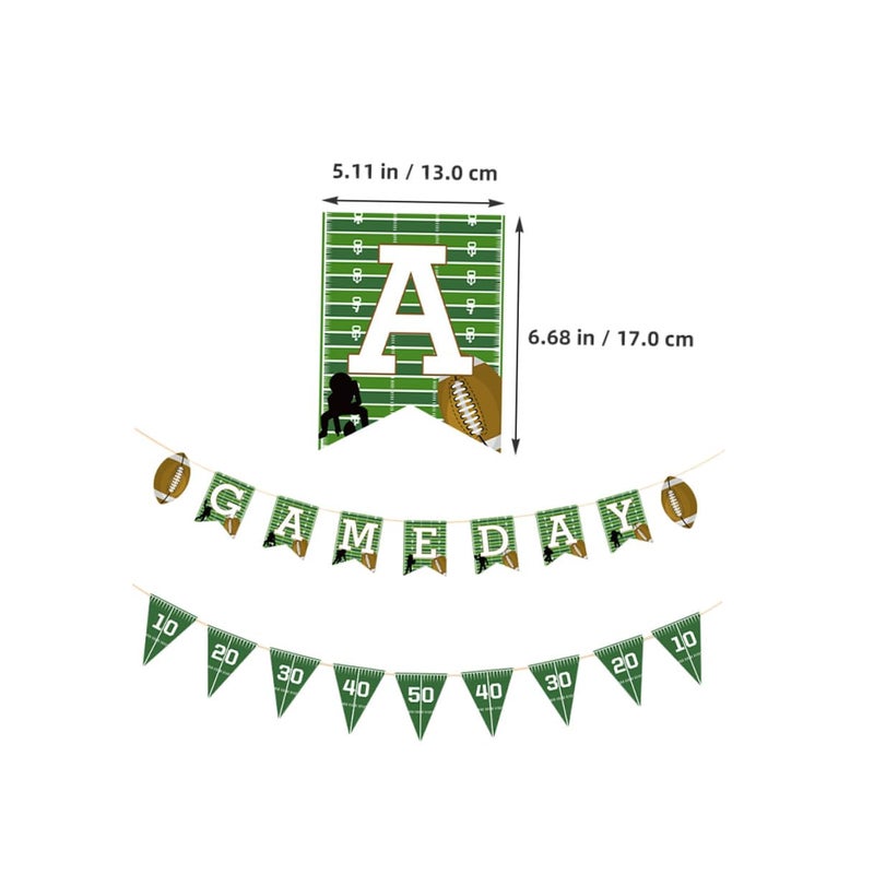 Football Garland and Wall Banner Set of 2 Party Decor String Flags for Rugby Birthday - Image 3