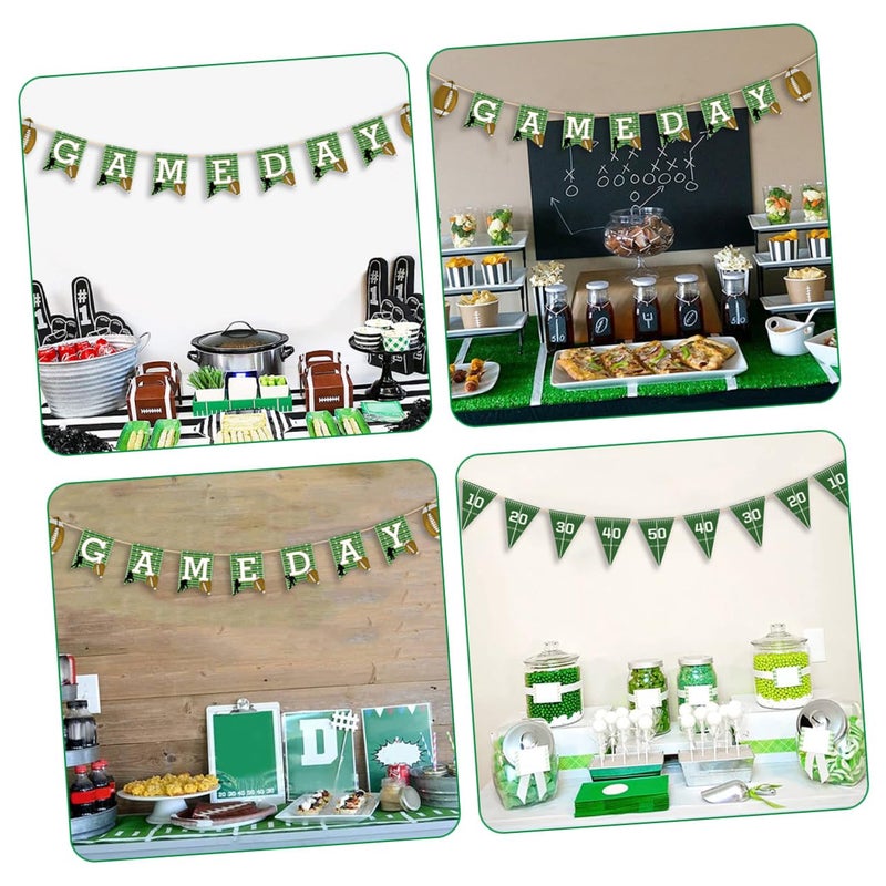 Football Garland and Wall Banner Set of 2 Party Decor String Flags for Rugby Birthday - Image 4