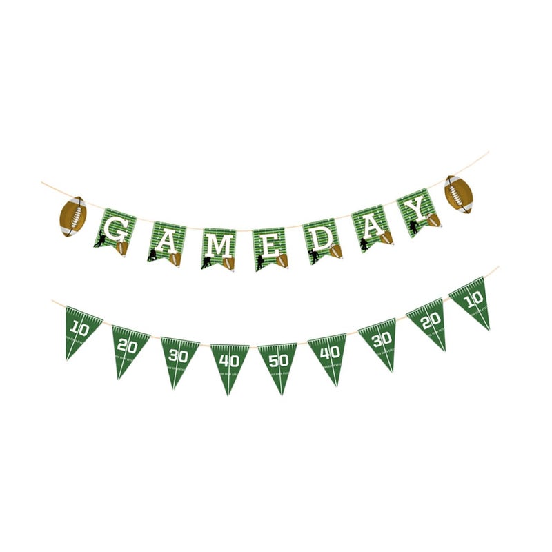 Football Garland and Wall Banner Set of 2 Party Decor String Flags for Rugby Birthday - Image 2