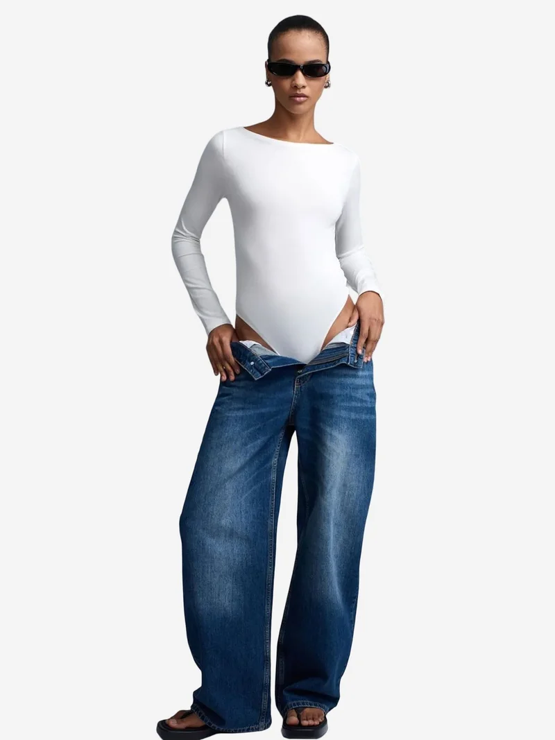ديلفين DILVIN Slim Fit Boat Neck Bodysuit