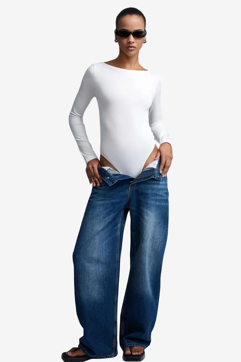 DILVIN Slim Fit Boat Neck Bodysuit