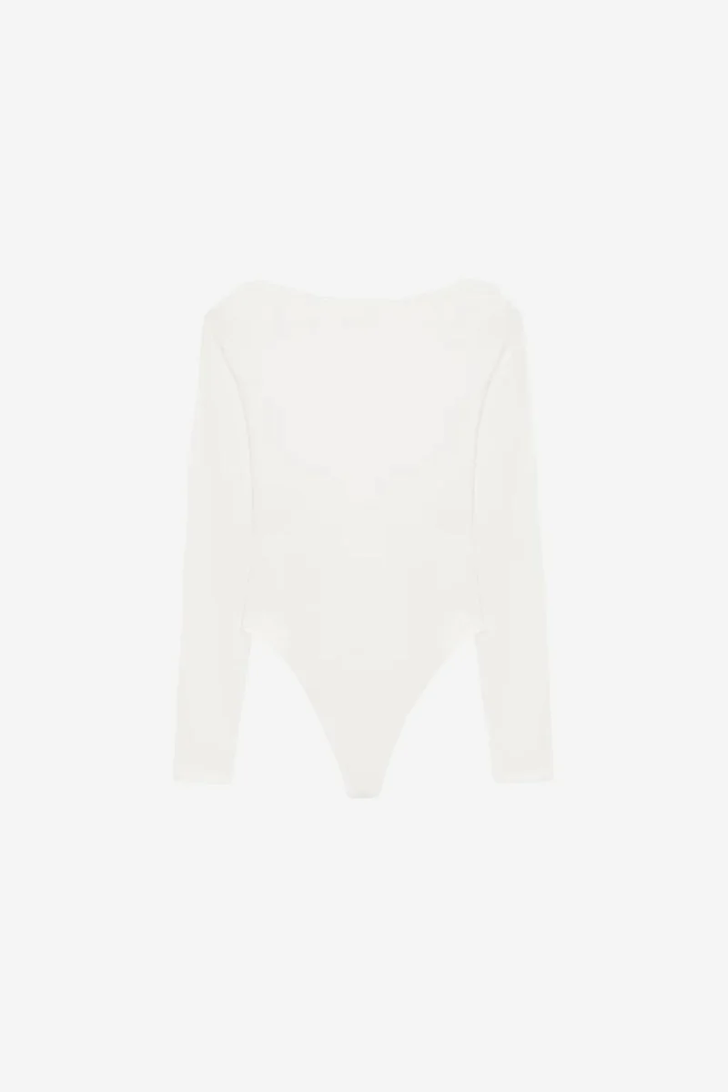 Dilvin White DILVIN Slim Fit Boat Neck Bodysuit for Women | Best Price UAE