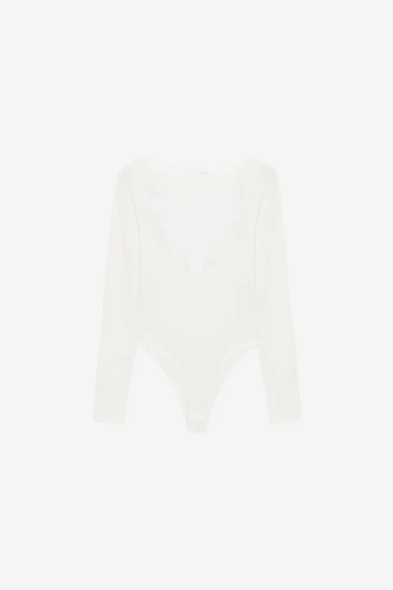 Dilvin White DILVIN Slim Fit Boat Neck Bodysuit for Women | Best Price UAE