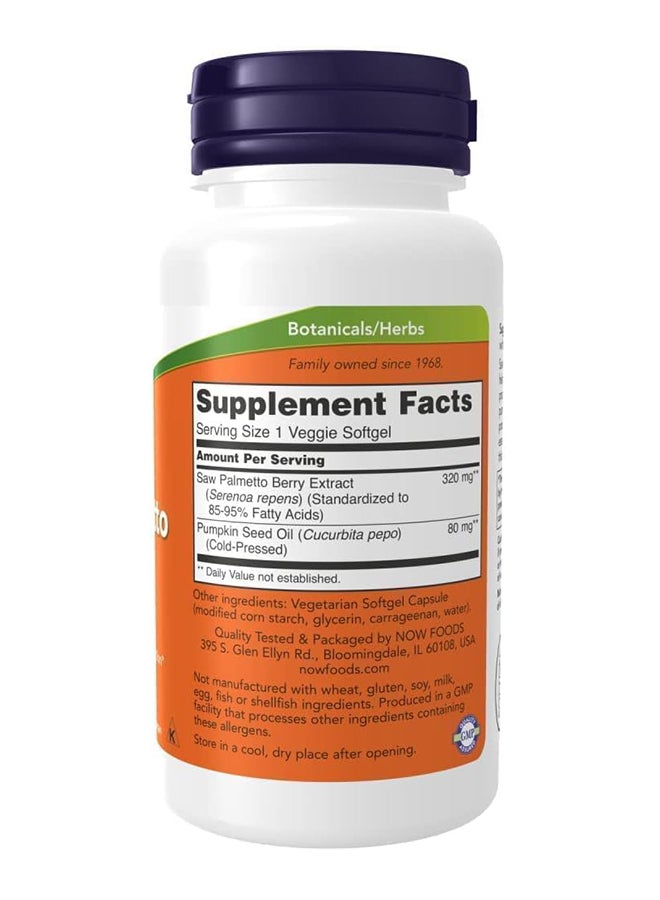 now Saw Palmetto Extract 320 Mg 90 Veggie Softgels - Image 2