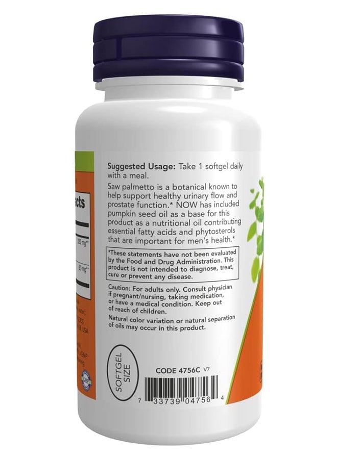 now Saw Palmetto Extract 320 Mg 90 Veggie Softgels - Image 3