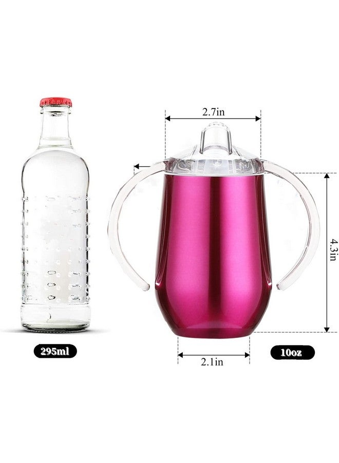 Buumin Stainless Steel Straw Sippy Cup with Handles & Silicone Lids,10 oz BPA Free Double Wall Vacuum Insulated Sippy Cup Mug Tumbler Toddler Straw Cups for boys and girls Non-Spill Sippy Cups - Image 2