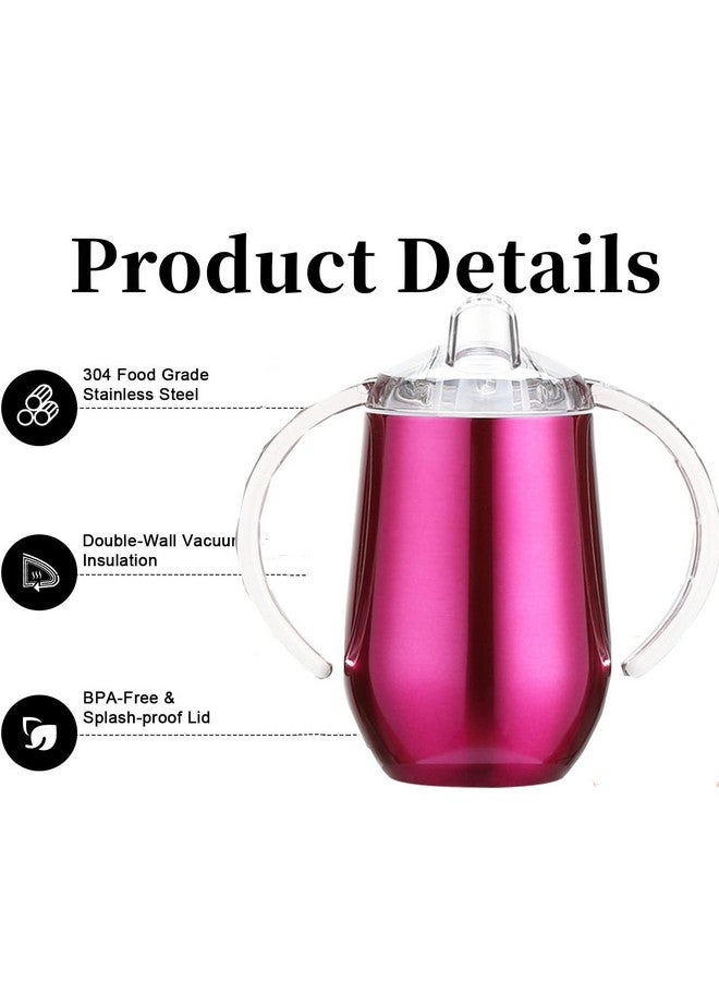Buumin Stainless Steel Straw Sippy Cup with Handles & Silicone Lids,10 oz BPA Free Double Wall Vacuum Insulated Sippy Cup Mug Tumbler Toddler Straw Cups for boys and girls Non-Spill Sippy Cups - Image 4