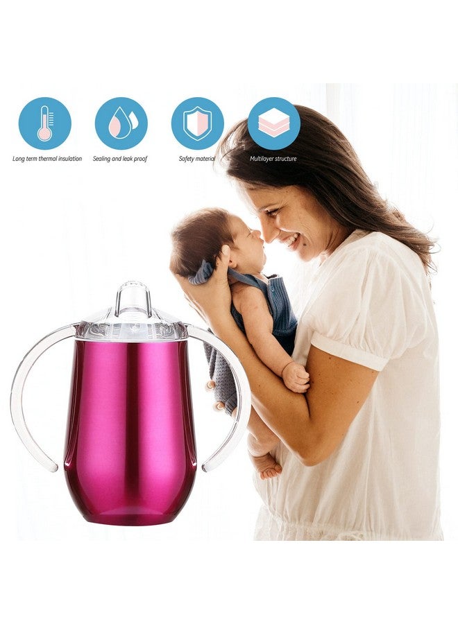 Buumin Stainless Steel Straw Sippy Cup with Handles & Silicone Lids,10 oz BPA Free Double Wall Vacuum Insulated Sippy Cup Mug Tumbler Toddler Straw Cups for boys and girls Non-Spill Sippy Cups - Image 5