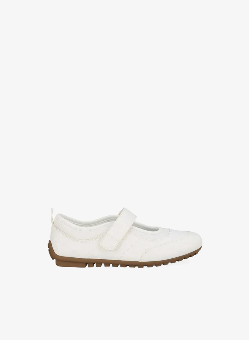 Lee Cooper WHITE Girls Hook & Loop Mary Jane School Sneakers for Women | Best Price UAE