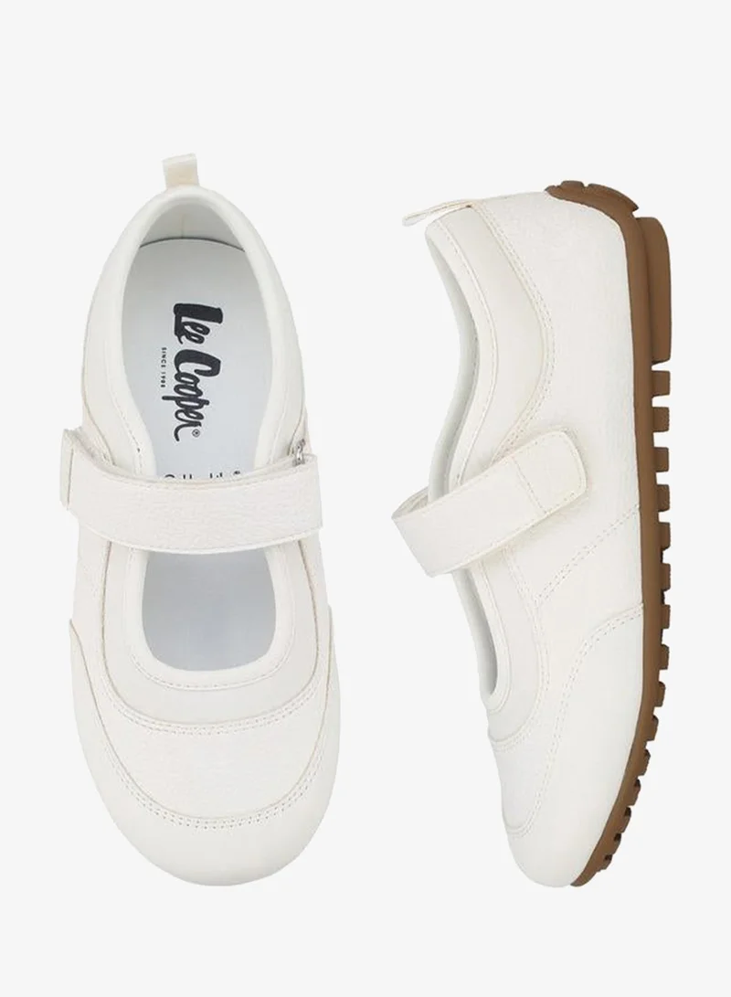 Lee Cooper WHITE Girls Hook & Loop Mary Jane School Sneakers for Women | Best Price UAE