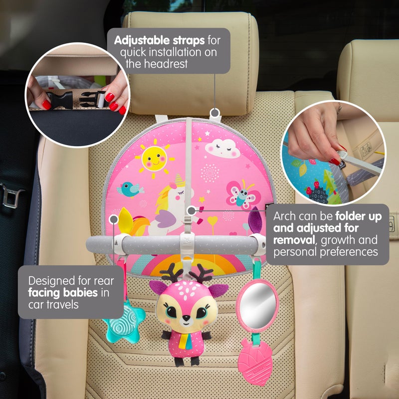 BENBAT Car Seat Toys for Babies - Double Sided Rear Facing Carseat Toy with Baby Mirror for Infants Girls and Boys 0-18 Months, Pink - Image 5