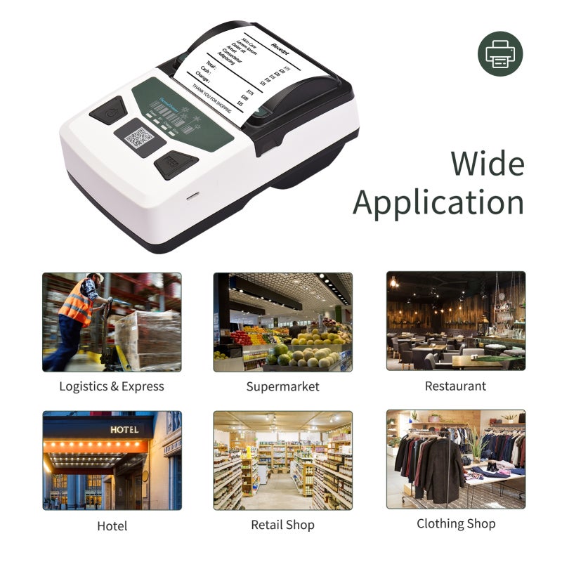 Mini Thermal Receipt Printer 12-58mm Adjustable Paper Width BT USB Portable - Inkless Mobile Label Printer 4000mAh Battery for Supermarket Store - Image 5