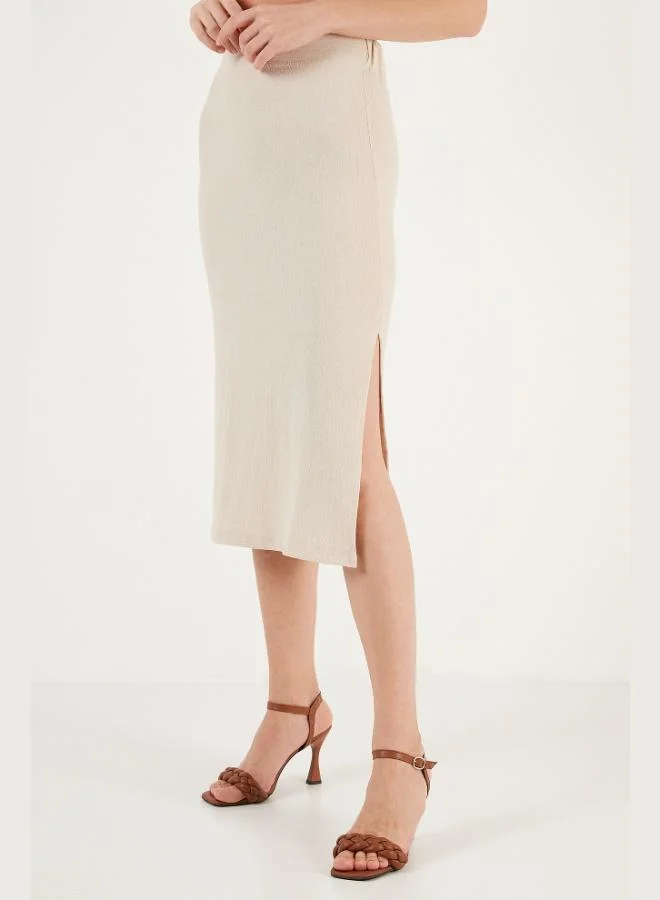 Lela Lela High Waist Slit Slim Fit Midi Skirt Women's SKIRT 5865600