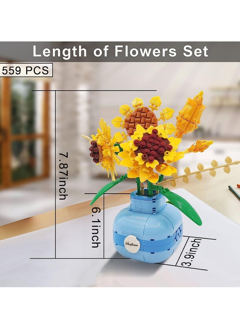 SOLARAE Flowers Bouquet Building Set, Plant Display Decor Set for The Home or Office, Creative Gift for Adults and Age 14+ - Image 5
