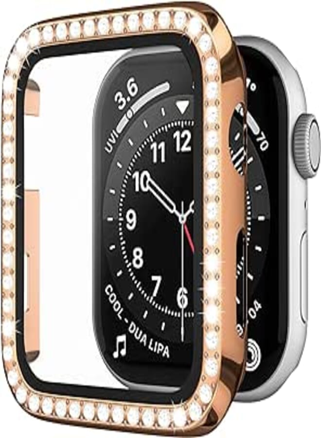 Next Next store Compatible with iwatch 42mm Series 3/2/1 Case with Tempered Glass Screen Protector, Bling Crystal Slim Protective Cover for iWatch Women Men (Rose Gold)
