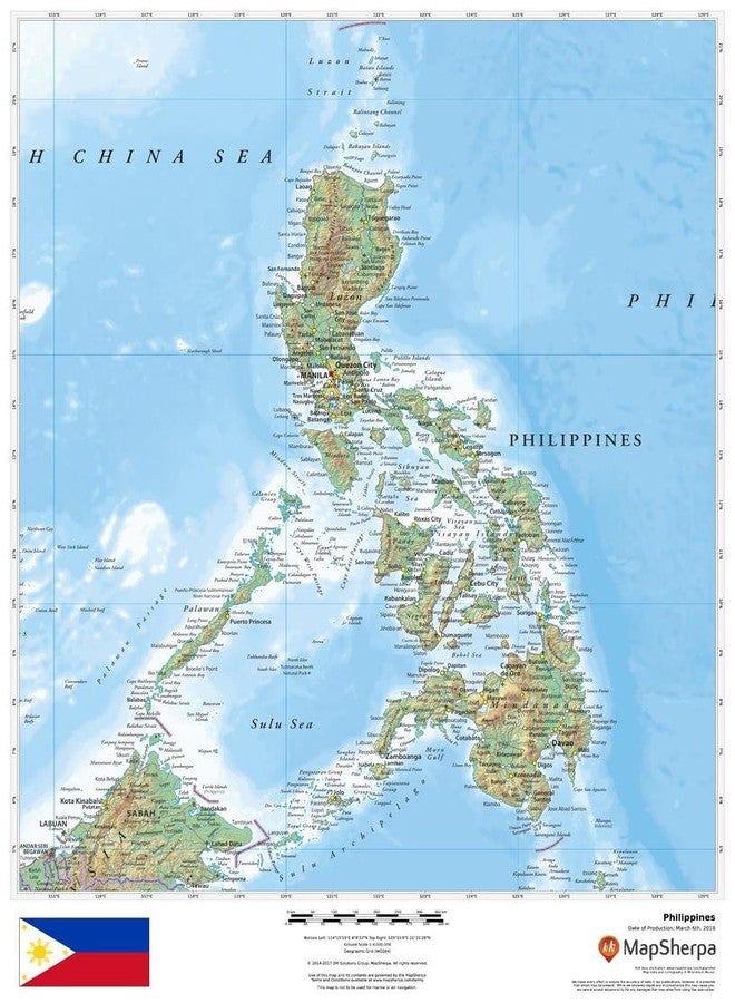 MapSherpa Philippines - 17" x 22" Laminated Wall Map - Image 1
