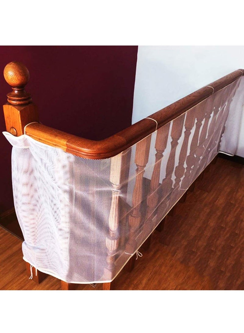 TANGBLIB Stair Safety Net, 3m Baby Safety Stair Railing Guard Mesh, No-Drill Balcony Protection Net for Children Pets - 300x78cm White - Image 1