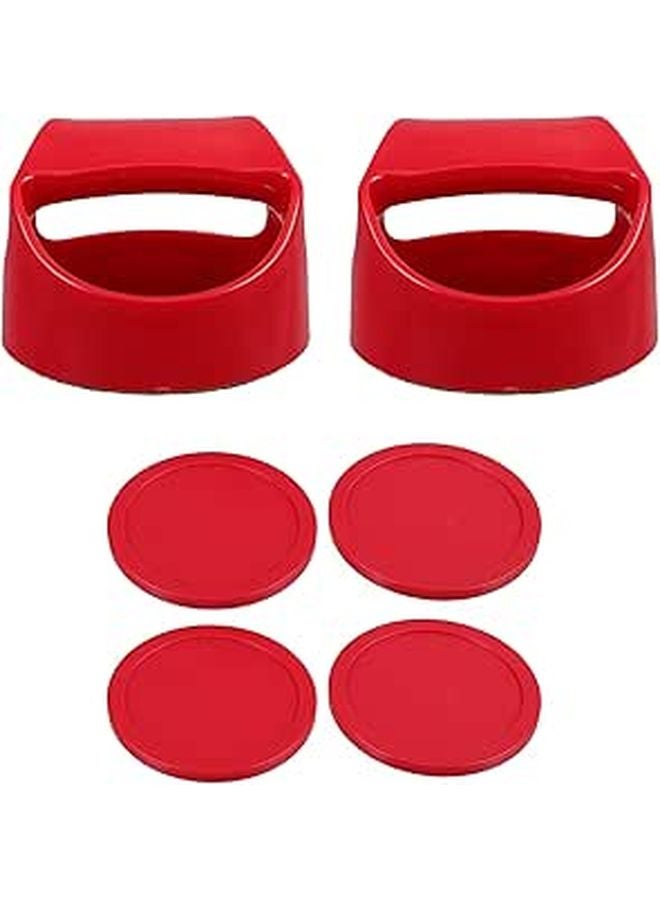 Smooth Sliding Ice Hockey Table Accessories Set with Red Pushers and Pucks - Image 1
