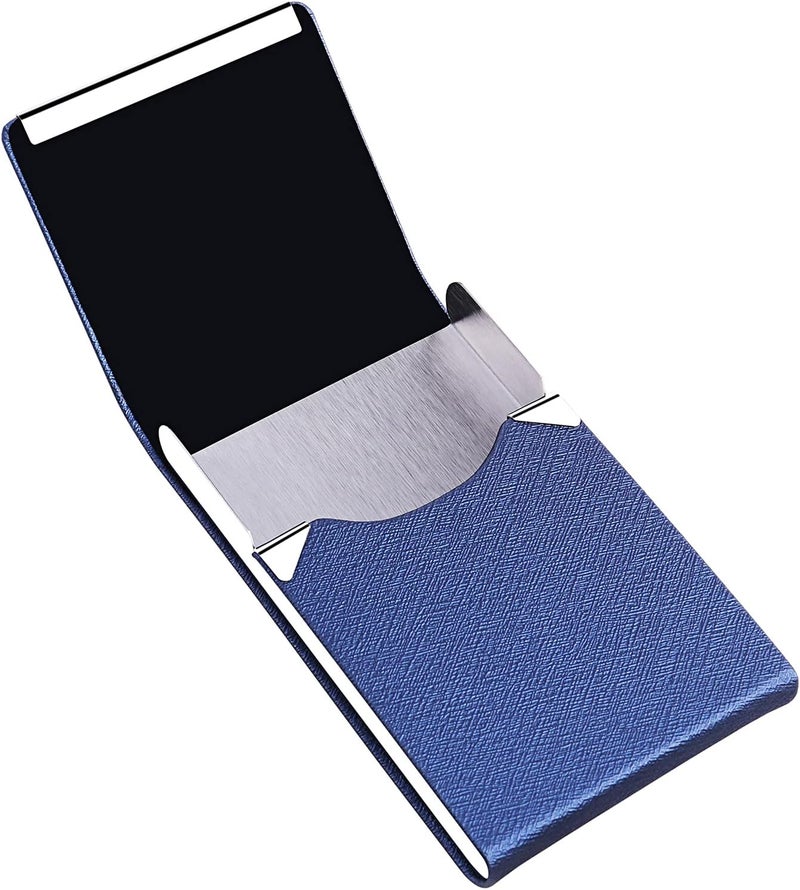 DMFLY Professional Business Card Holder, Pocket Business Card Case for Women & Men, PU Leather Multi Card Case, Credit Card Wallet, Name Card Holder with Magnetic Closure, Blue-gs - Image 3