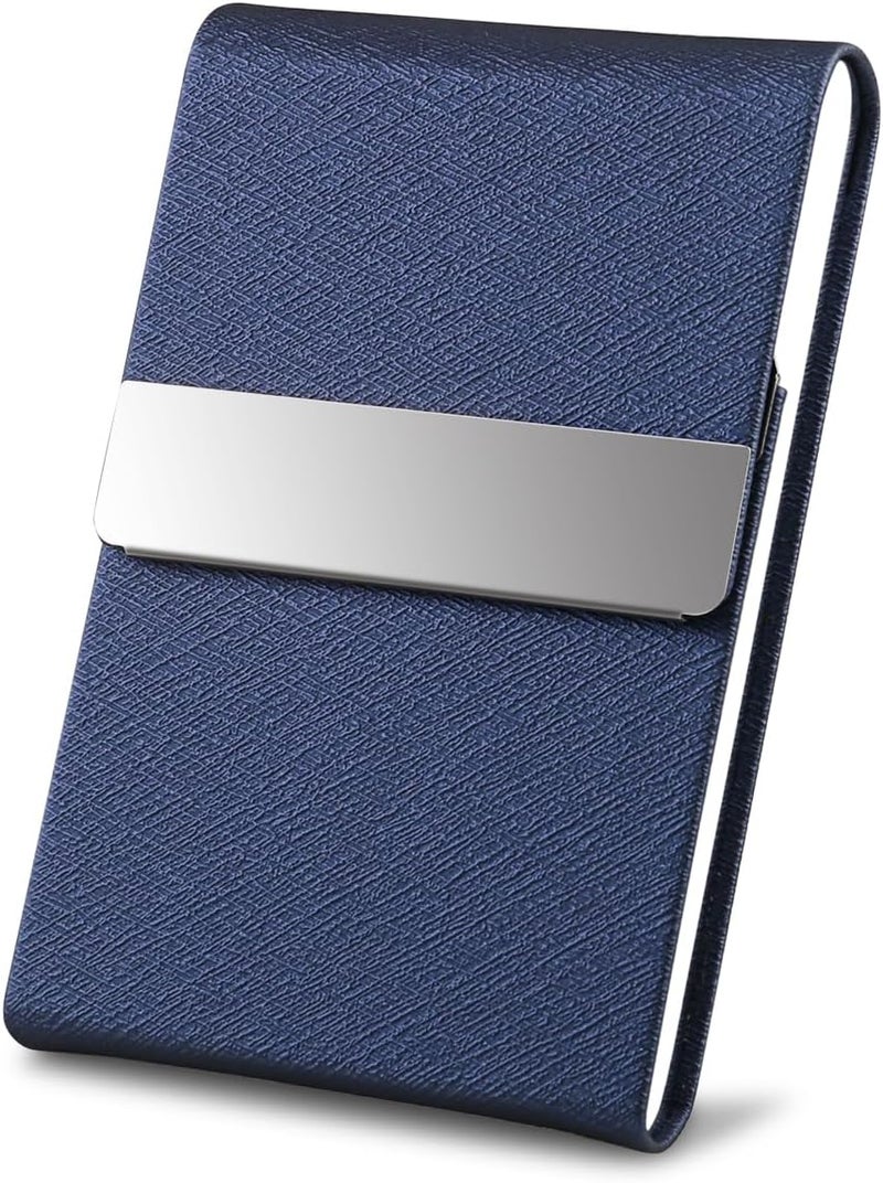 DMFLY Professional Business Card Holder, Pocket Business Card Case for Women & Men, PU Leather Multi Card Case, Credit Card Wallet, Name Card Holder with Magnetic Closure, Blue-gs - Image 1