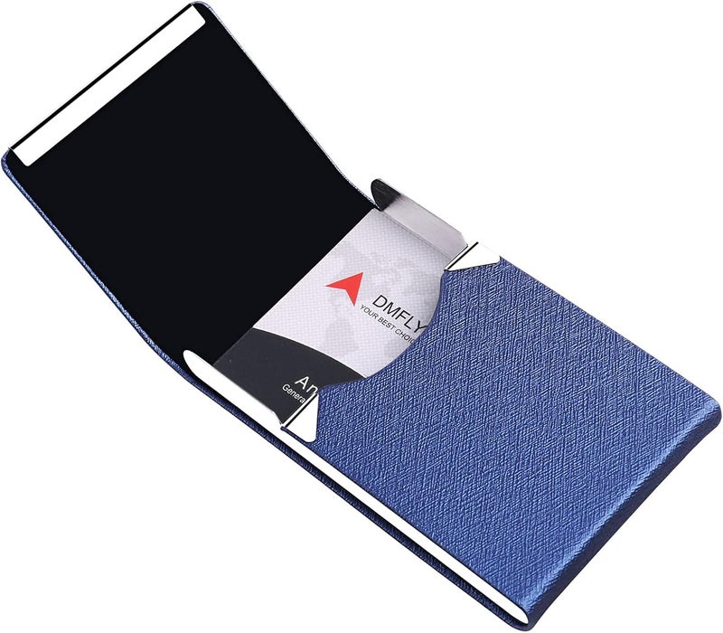 DMFLY Professional Business Card Holder, Pocket Business Card Case for Women & Men, PU Leather Multi Card Case, Credit Card Wallet, Name Card Holder with Magnetic Closure, Blue-gs - Image 5