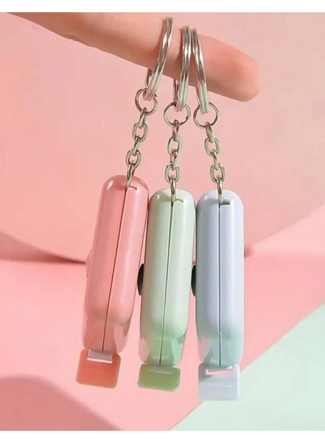 Keyrings with a 1.5m retractable and lockable measuring tape, double gauge for sewing, knitting, and crafts, multi-colored, 6 pieces - Image 2