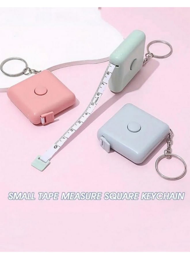 Keyrings with a 1.5m retractable and lockable measuring tape, double gauge for sewing, knitting, and crafts, multi-colored, 6 pieces - Image 5