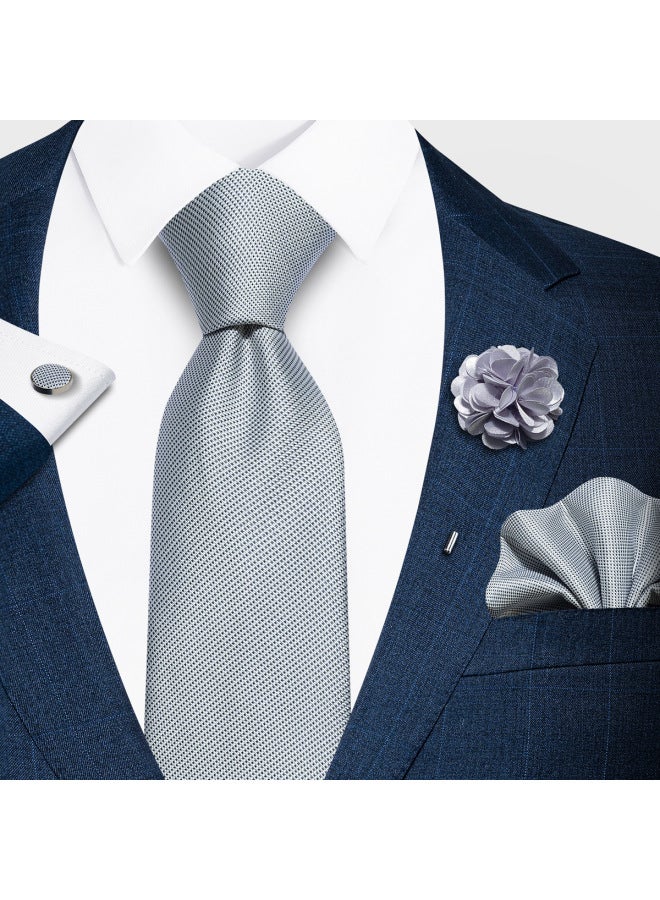 Men's Business Senior Tie Formal Business Pocket Square Tie Set 8cm