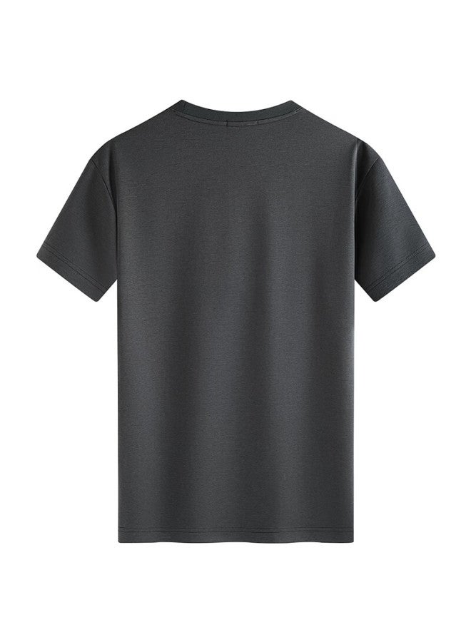 Dancing Wolves Skin-friendly Breathable Chinese Style Embroidered Men's Short Sleeve T-shirt, 015 Dark Gray, 2xl - Image 3