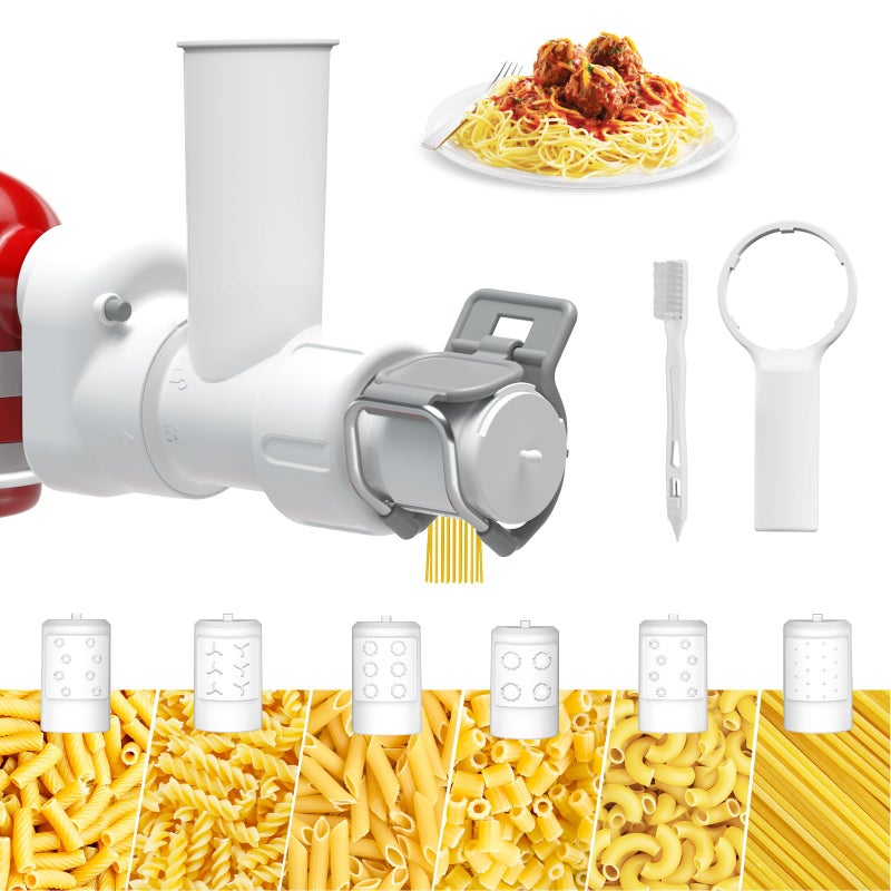 ZACME Pasta Maker Attachment for Kitchenaid Stand Mixer with 6 Different Shapes of Pasta Outlet Durable Kitchenaid Accessories and Attachments Dishwasher Safe 