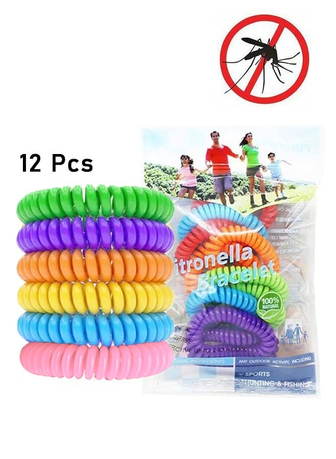 Generic 12 Pack Mosquito Repellent Bracelets Multicoloured, Natural and Waterproof Wrist Bands for Adults, Kids, Pets, Fragrance Mosquito Repellent Wristband, Suitable for Indoor and Outdoor Protection  - Image 1