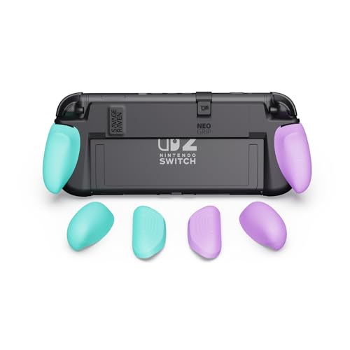 Savage Raven by Skull Co NeoGrip an Ergonomic Grip Hard Shell with Replaceable Grips to fit All Hands Sizes for Nintendo Switch 2 Light PurpleLight Green - Image 1