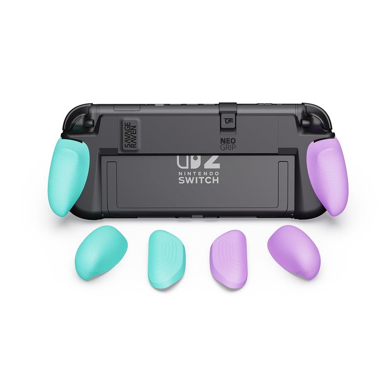 Savage Raven by Skull Co NeoGrip an Ergonomic Grip Hard Shell with Replaceable Grips to fit All Hands Sizes for Nintendo Switch 2 Light PurpleLight Green - Image 2