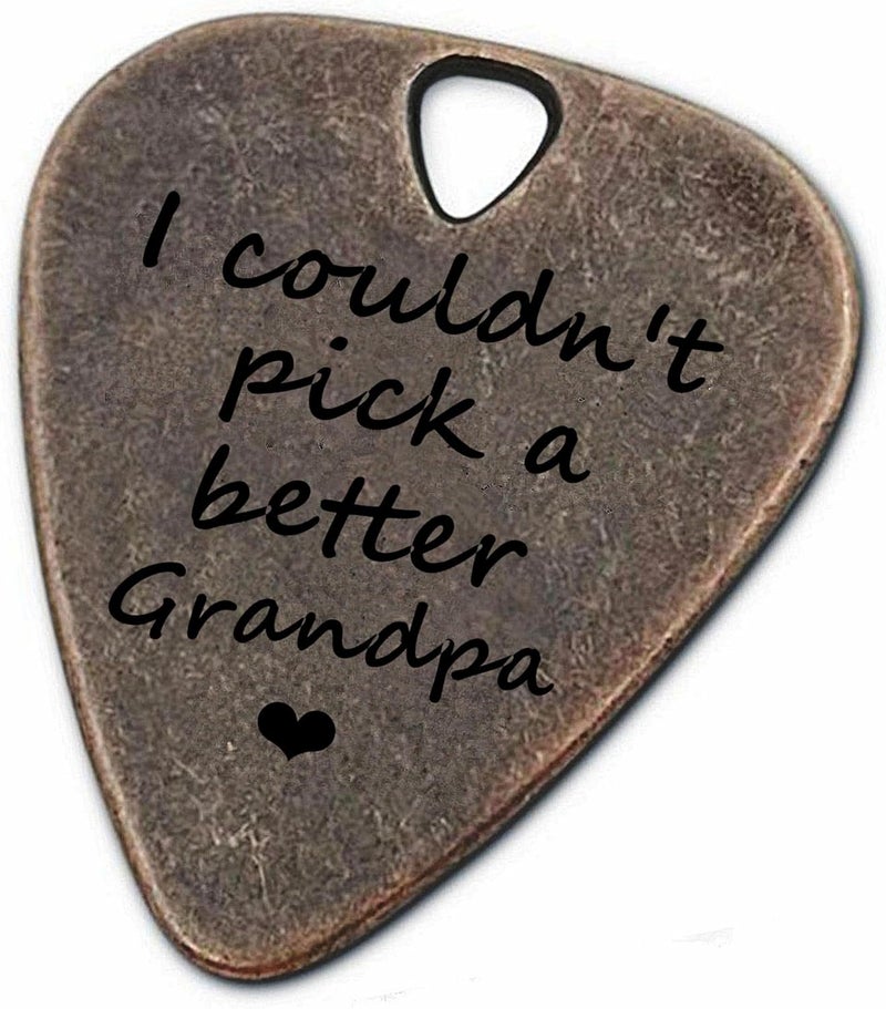 JUPPE Retirement Gifts For Grandfather, Metal Guitar Pick, I Couldn't Pick A Better Grandpa Bronze Guitar Picks & Bass Picks Music Birthday Gifts For Grandpa (I Couldn't Pick A Better Grandpa) - Image 1