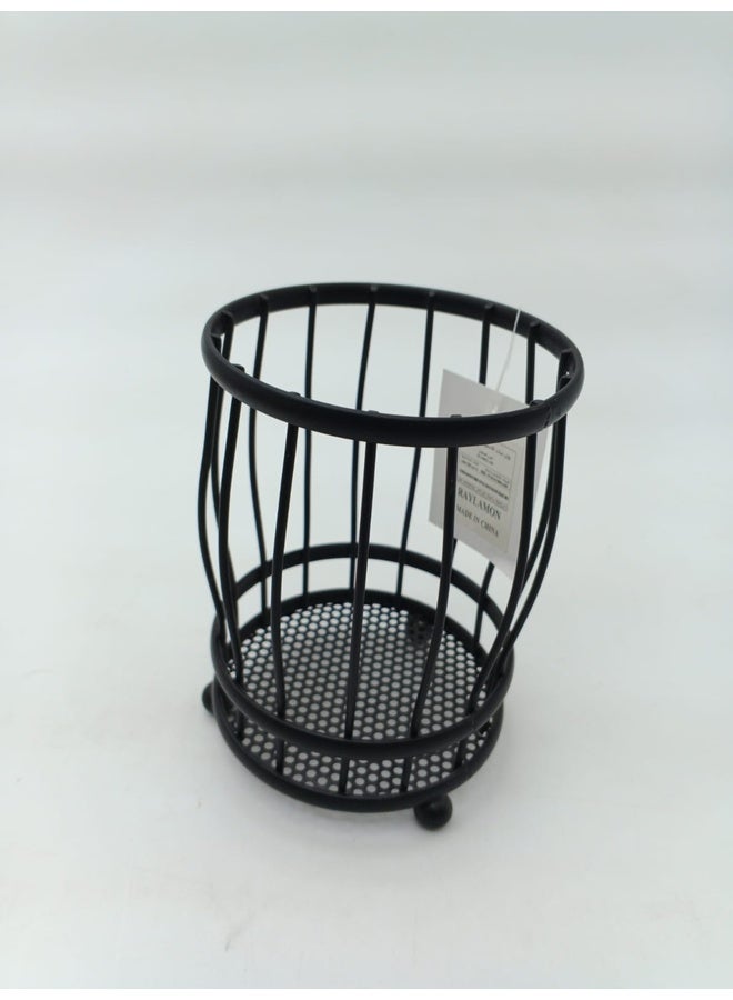 حامل أقلام معدني أسود أنيق - منظم مكتب