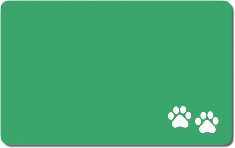 Rnivvi Dog Food Mat, 12" x 19" Footprint Absorbent Dog Cat Bowl Mat for Food and Water, Cute Anti-Slip Rubber Pet Feeding Rug Protect Floors, Puppy Placemat for Feeding & Watering Supplies, Green - Image 1
