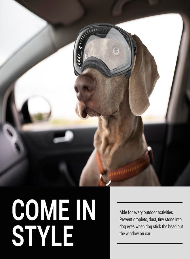 NAMSAN Dog Goggles for Large Dogs, Clear Lenses, Dog Sunglasses Medium to Large Breed, Anti-UV Doggie Eye Protection, Adjustable Driving Glasses, Windproof Dustproof, Black - Image 3