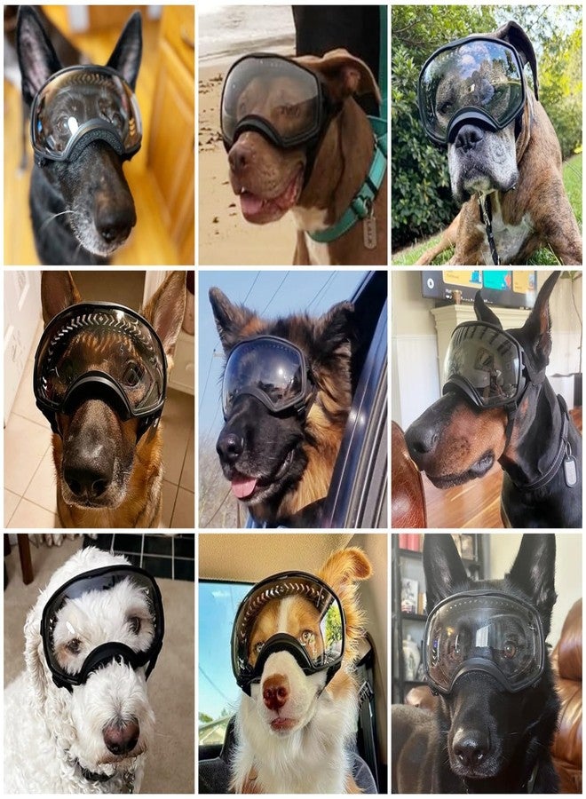 NAMSAN Dog Goggles for Large Dogs, Clear Lenses, Dog Sunglasses Medium to Large Breed, Anti-UV Doggie Eye Protection, Adjustable Driving Glasses, Windproof Dustproof, Black - Image 2