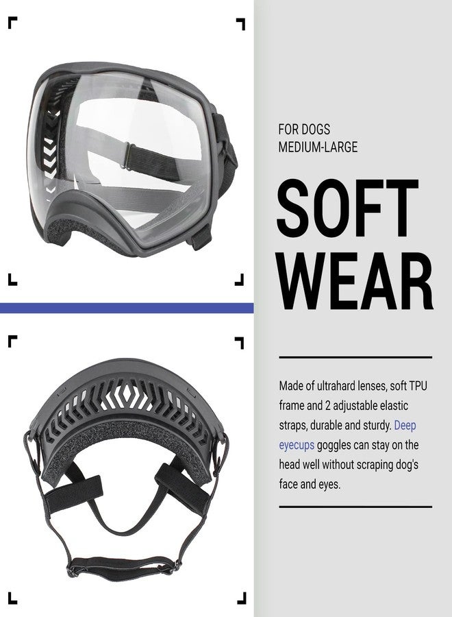 NAMSAN Dog Goggles for Large Dogs, Clear Lenses, Dog Sunglasses Medium to Large Breed, Anti-UV Doggie Eye Protection, Adjustable Driving Glasses, Windproof Dustproof, Black - Image 4