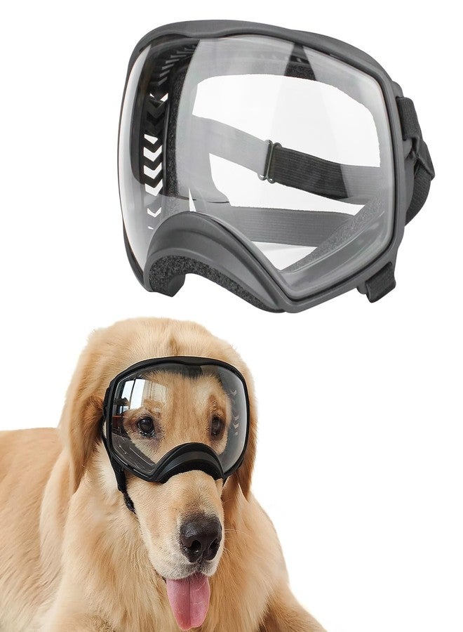 NAMSAN Dog Goggles for Large Dogs, Clear Lenses, Dog Sunglasses Medium to Large Breed, Anti-UV Doggie Eye Protection, Adjustable Driving Glasses, Windproof Dustproof, Black - Image 1